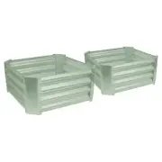 2x Green 60cm x 60cm Square Galvanised Steel Raised Garden Beds Planter Box