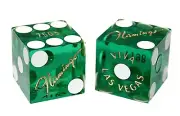 Genuine Flamingo Vegas Casino Craps 19mm Dice Green Polished Matching Serial #s