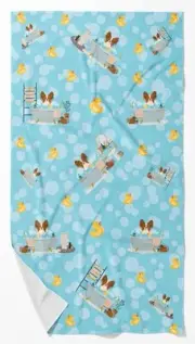 Red White Papillon in Bathtub Bath Towel Large Oversized Plush Fitness Body