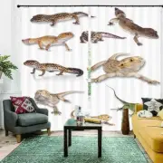Lizards In Various Poses 3D Blockout Photo Print Curtain Fabric Curtains Window