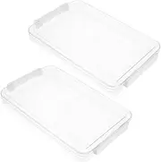 HOMSFOU 2pcs Clear Plastic File Organizer Box with Lid Transparent Storage Bin for Office Documents Space Saving Flat File Storage for Desk Organization