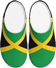 [EdWal] Flag of Jamaica print Winter Warm Slippers Indoor Anti-skid Plush Slippers Relaxing at Home for Women Men