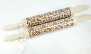 Dunsbury Mint Wooden Rolling Pin Cookies, Embossed Dough Roller (2 Pack)