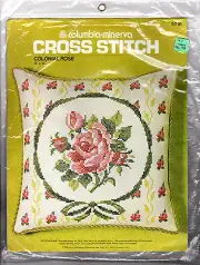©1976 SEALED Columbia-Minerva Cross Stitch Kit # 6716 "Colonial Rose" 14" x 14"