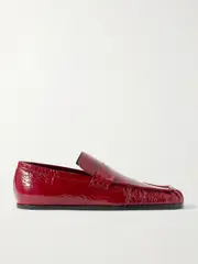 [Jil Sander] Jil Sander - Crinkled Glossed-leather Loafers - Red - IT38.5 IT 38.5 Red