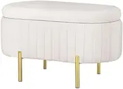 Artiss Storage Ottoman Blanket Box 87cm Velvet Chest Couch Footstool Bench Oval
