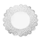 100 Pcs Paper Doilies 10.6 Inch Round Lace Decorative Placemats, Silver