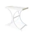 Evie Rattan Side Table Cross Legs White