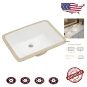 Seamless Undermount White Bathroom Sink 20x15 - Easy Clean Ceramic Vanity Basin