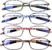 Blue Light Blocking Reading Glasses Women Men, 4 Pairs Computer Readers Lightweight Flexible TR90 Unbreakable