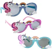 [DIKACA] 3pcs Party Glasses Luau Rave Dress Glasses Birthday UV Eyeglasses Boys Light Fiesta Unicorn Eyewear Funny Shaped Cosplay Costume Glasses Color