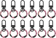 uxcell 12 Pcs Lobster Claw Clasp, Colorful Metal Keychain Clasp Swivel Hooks with Spring Key Rings Trigger Clips for Bag Door Key Chains DIY Craft Jewelry Making, Donut Black