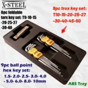 26pc Cr-V Hex Allen Key & Tamperproof Torx Star Key Extra Long Arms Set ABS Tray