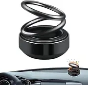 Solar Powered Car Air Freshener, Double Ring Rotating Diffuser, 360-Degree Aromatherapy, Car Interior Accessory (Black)