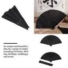 Decoration Chinese Style Bamboo Fans Ribs Hand Held Black Silk Folding Fan