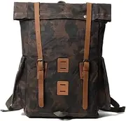 Outdoor Backpack Large Capacity Mountaineering Bag Waxed Waterproof Camouflage Camping Trekking Luggage Backpack brown