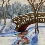 Original Hand Paint Oil Painting on Canvas "Bridge" 8x8"