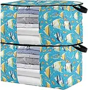 sanluoli 60L 2 Pack Underbed Shoe Storage Organizer with Reinforced Handles, clear window Clothes Boxes For Closet