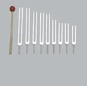 9 Pc Set of Sacred Solfeggio Tuning Fork Tuners for Healing with Mallet & Pouch