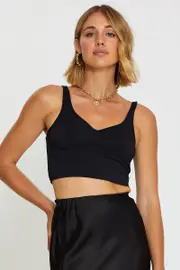 Black Underbust Seem Top - Size S, Women's Singlet