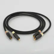 1Pair Audiophile 24K Gold Plated Pure Copper RCA Interconnect HiFi Audio Cable