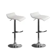 Set of 2 Black or White Leather Curved Barstools White