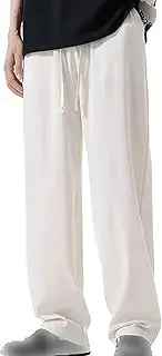 [Generic] Men's Drawstring Open Bottom Sweatpants Casual Loose Fit Running Pant Classic 3-Pocket Men Baggy Lounge Pants