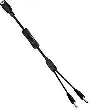3.5x1.35mm Y Splitter Cable 1 Female to 2 Male, 3.5mmx1.35mm Power Extension Adapter Cable for CCTV Cameras, LED