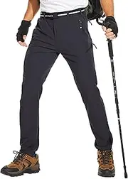 [NATUVENIX] Mens Water Resistant Outdoor Hiking Pants, Quick Dry Lightweight Climbing Pants, Stretch Travel Work Trousers