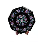12" Marble Side Table Top Semi precious stones Inlay Handmade Art Work