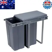 2 Section Under the Sink Pull Out Dual Rubbish Bins Kitchen Cupboard Trash 30 L*