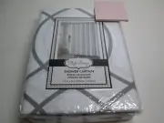 New Style Lounge Huntley Shower Curtain 72"x72" Grey Gray and White New