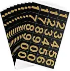 240 Pieces 10 Sheets Numbers Stickers Mailbox Numbers Self 1 Inch Gold on Black