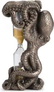 Veronese Design 4 1/2 Inch Octopus Hourglass 5 Minutes Gold Colored Sand Timer