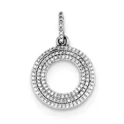 Sterling Silver Rhodium Diamond Circle Pendant