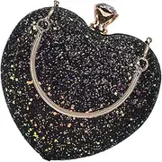 [LIFKOME] Heart Shaped Sequin Party Clutch Bag for Women Stylish Evening Purse with Chain Cute Design for Night Out Cross Body Handbag