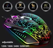 Gaming Mouse Wired Ergonomic Gamer Laptop PC Optical Computer Mice with RGB Backlit 4 Adjustable DPI 6 Programmable Buttons for Windows Vista Linux