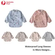Baby Kid Full Waterproof Long Short Sleeves Smock Bib Apron Feeding PU Easyclean