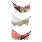 Boho Macrame Double Hammock Portable with Tie Ropes and Bag with Elegant Tassels