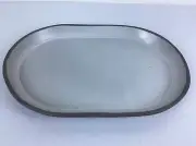 JONO PANDOLFI POTTERY 11 x 8” Serving Platter / Plate Brown & white