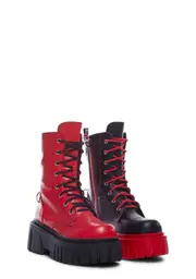[Current Mood] Devil Games Mismatched Combat Boots - Red