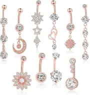 Anillo De Perforacion De Boton Ombligo Para Ninas Mujeres 10 Pcs 14 G De Acero