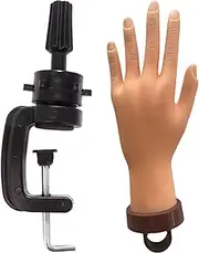 Practice Hand for Acrylic Nails, 25.5cm Realistic Mannequin Hands with Clamp Holder, Flexible Fake Hand for Nail Art Practice