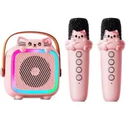 Karaoke Machine for Kids, Portable Bluetooth Speaker with 2 Wireless Microphones