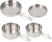 SUPVOX 2-Person Portable Camping Cookware Set Stainless Steel Outdoor Cooking Pot Pan Set for Hiking Tent Camping Picnic BBQ