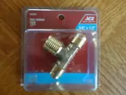 Ace 3/8" Flare x 3/8" Flare x 1/2" Male MPT NPT Brass Branch Tee 3 Way Fitting