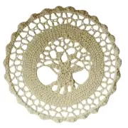 Crochet Tree of Life Mandala Handmade Wall Hanging12" Natural / Off White