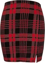 [STKARCV] Plaid Offiece Lady Red Green Mini Skirts Streetwear High Waist Short for Women