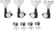 KAISH 4 String 2R2L 18:1 Sealed Bass Tuners Bass Guitar Tuning Keys Tuning Machine Heads for Ibanez/Yamaha Style Acoustic/Electric Bass Black with Chrome