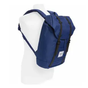 【Herschel】Retreat 大型 深藍混黑色 橡膠帶 磁扣 耳機孔 厚筆電層 帆布 防潑水 背包 男包 女包 後背包